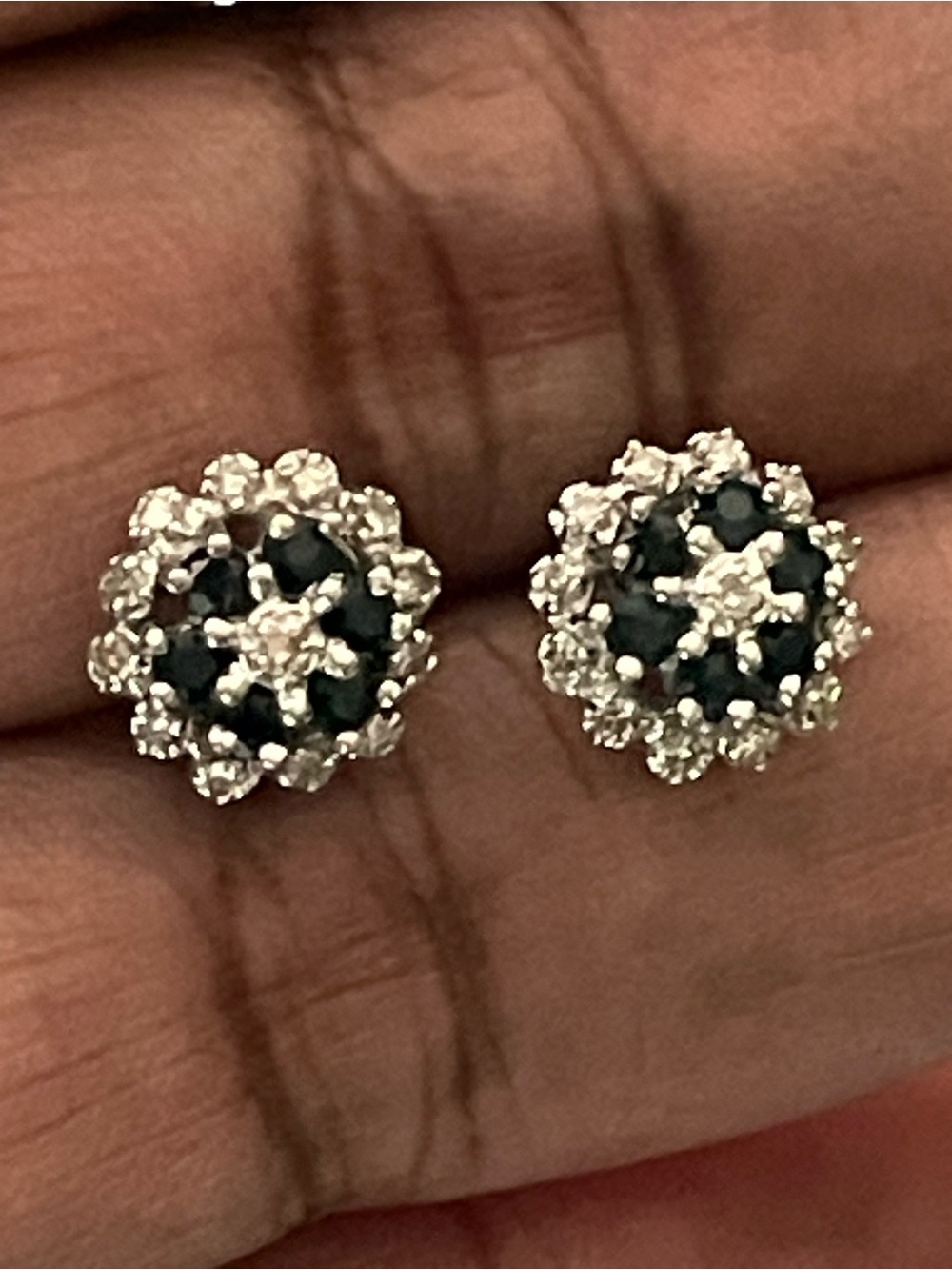 Real! 14kt Gold Diamonds & Sapphires Earrings